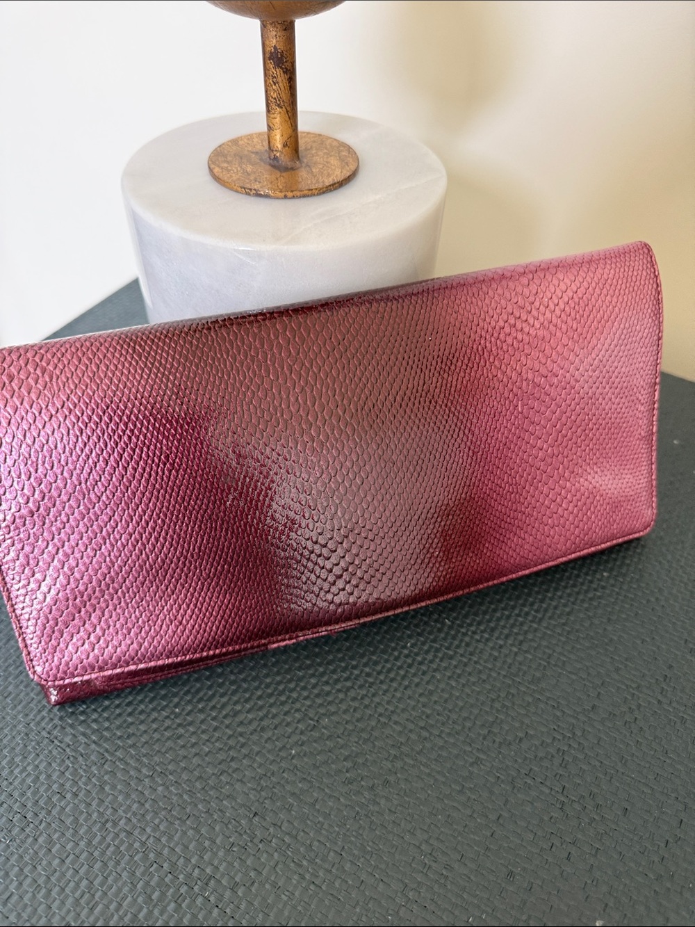 Nordstrom Purple Ombre Snake Embossed Leather Clutch New